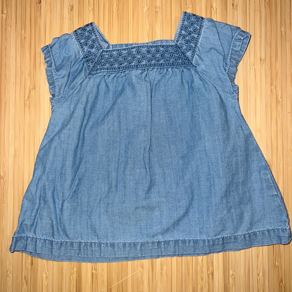 Carter's Blue Denim Top with Floral Embroidery